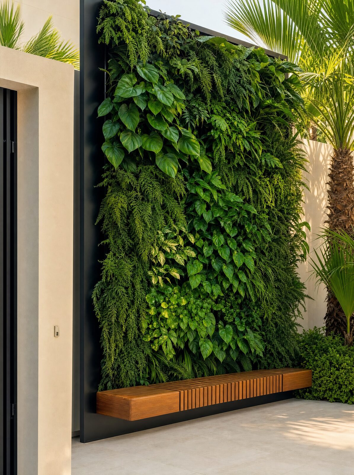 Vertical garden on a boundary wall