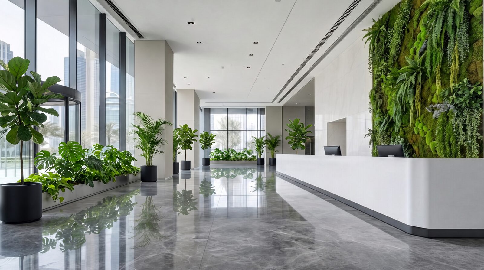 Office lobby after plantscaping