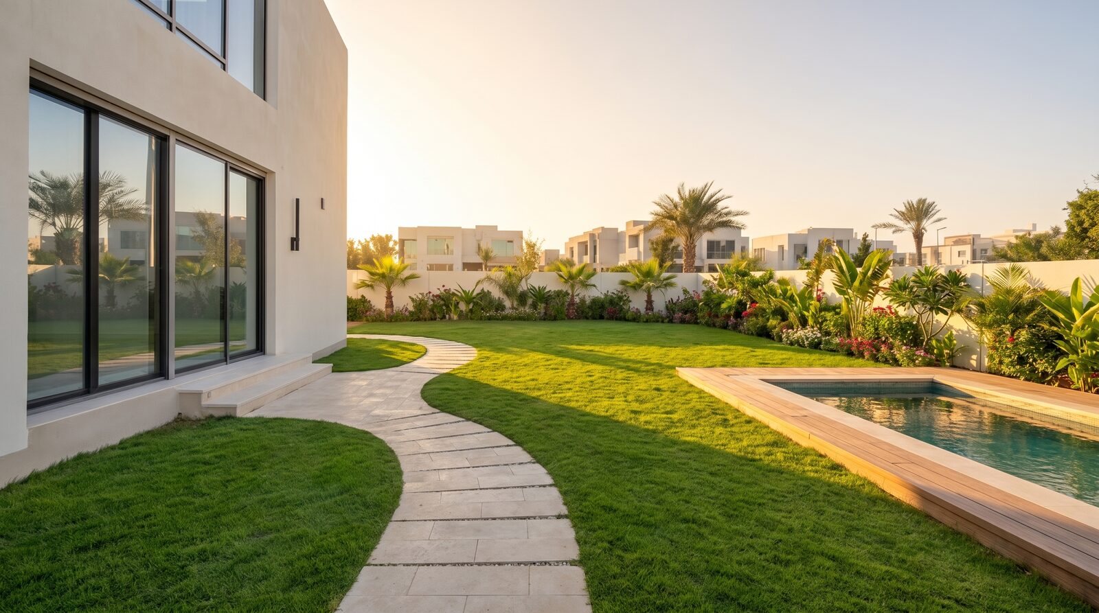 Villa garden after landscaping